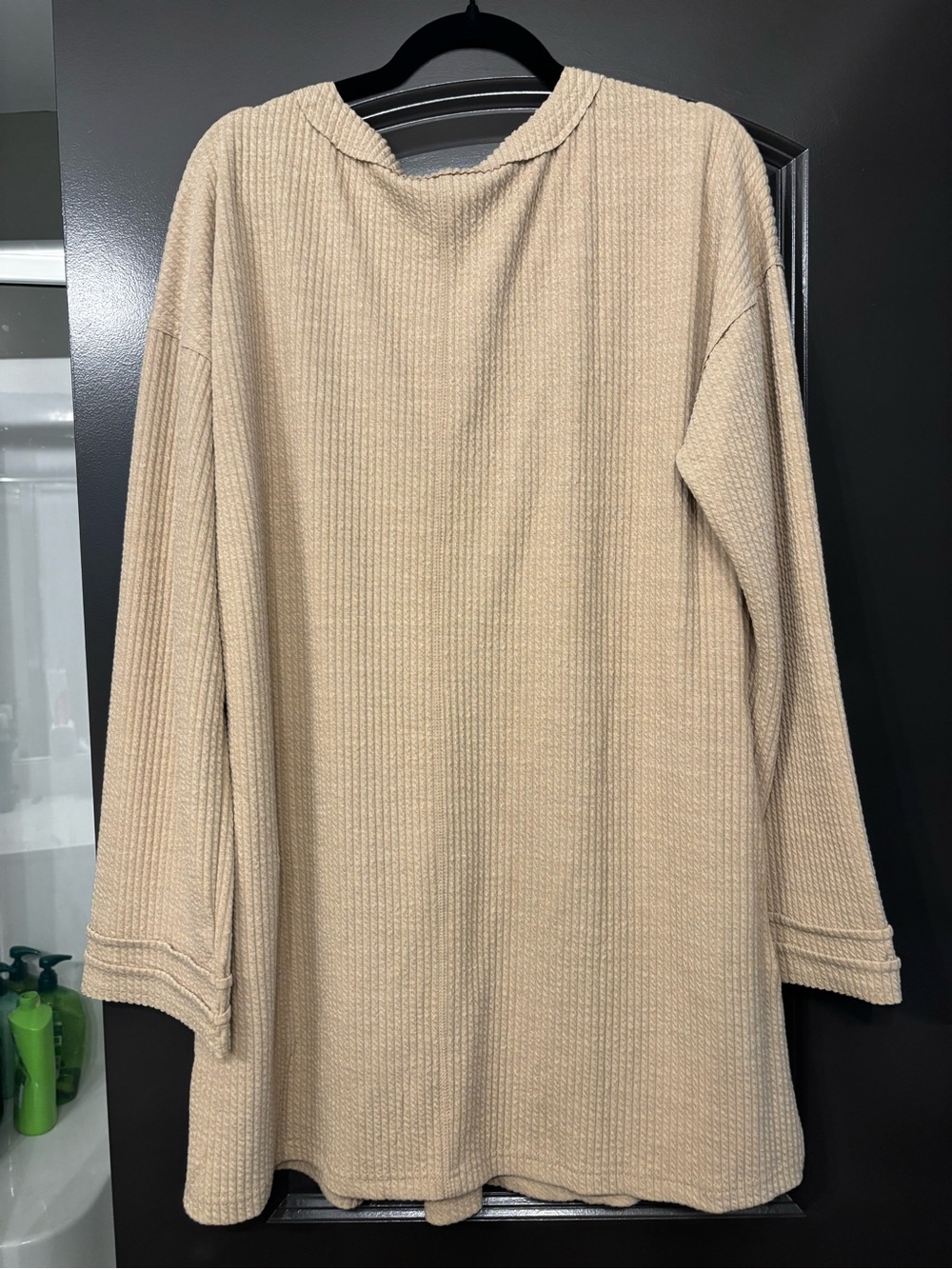 Love Riche Ribbed V-Neck dress in Beige - Picture 2 of 4